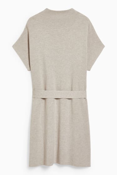 Women - Knitted dress - beige-melange