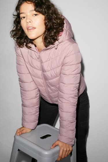 Women - CLOCKHOUSE - quilted jacket with hood - light violet