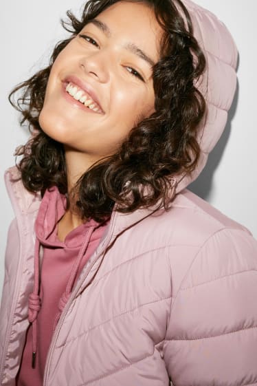 Women - CLOCKHOUSE - quilted jacket with hood - light violet