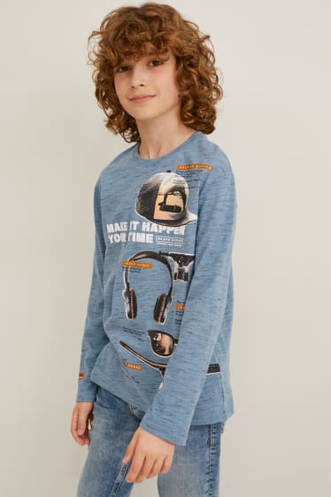 Kinderen - Longsleeve - blauw-mix