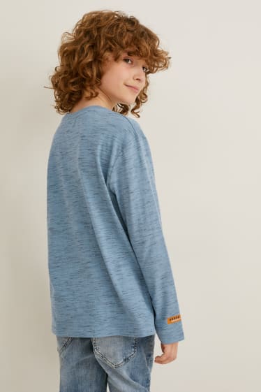 Kinder - Langarmshirt - blau-melange