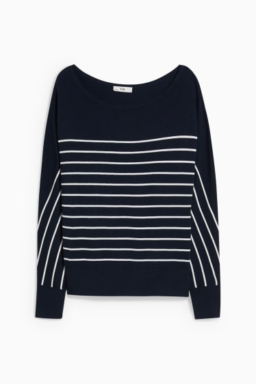 Femmes - Pullover - à rayures - bleu foncé