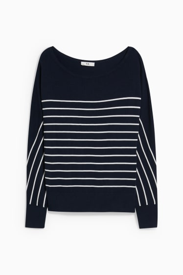 Women - Jumper - striped - dark blue