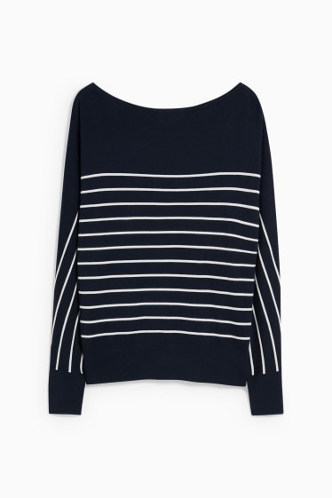 Femmes - Pullover - à rayures - bleu foncé