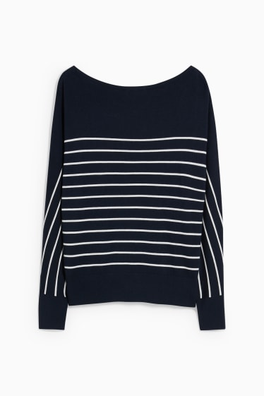 Women - Jumper - striped - dark blue