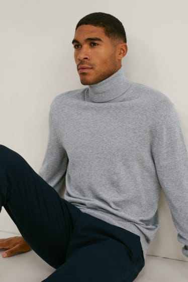 Men - Polo neck jumper - gray-melange