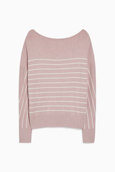 Damen - Pullover - gestreift - rosa