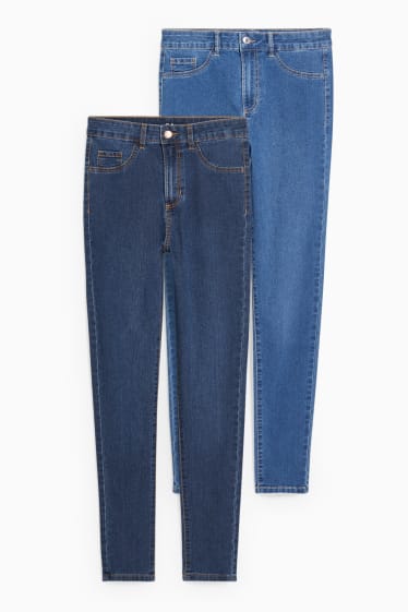 Dames - Set van 2 - jegging jeans - high waist - LYCRA® - jeansblauw