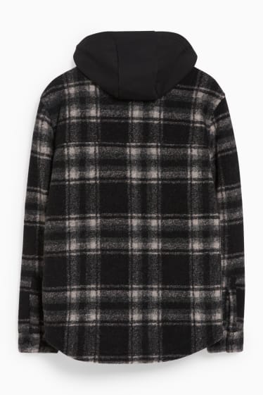 Uomo - CLOCKHOUSE - giacca camicia con cappuccio - a quadretti - nero