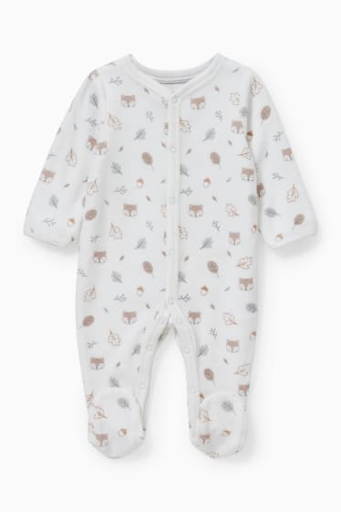 Bebeluși - Pijama salopetă bebeluși - cu model - alb ca zăpada