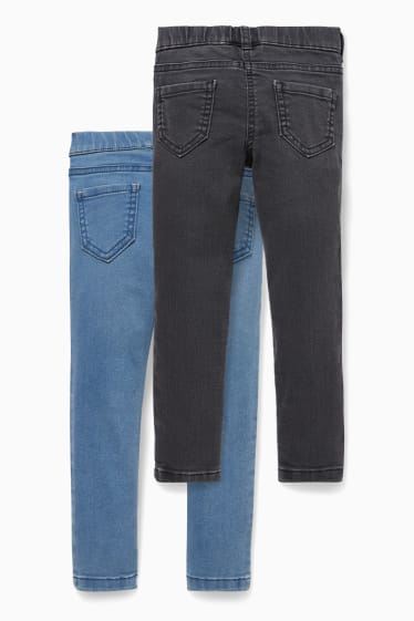 Enfants filles - Lot de 2 - jegging jean - effet brillant - jean bleu clair