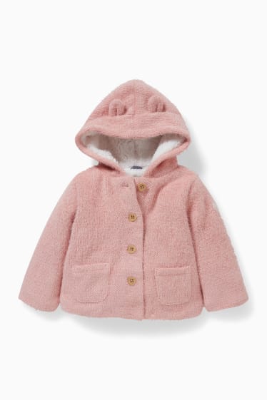Bebeluși - Jachetă bebeluși, cu glugă - roz