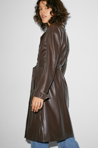Teens & young adults - CLOCKHOUSE - trench coat - faux leather - dark brown