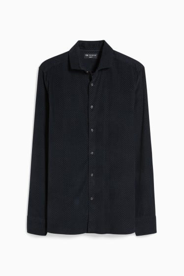Heren - Corduroy overhemd - slim fit - cut away - zwart