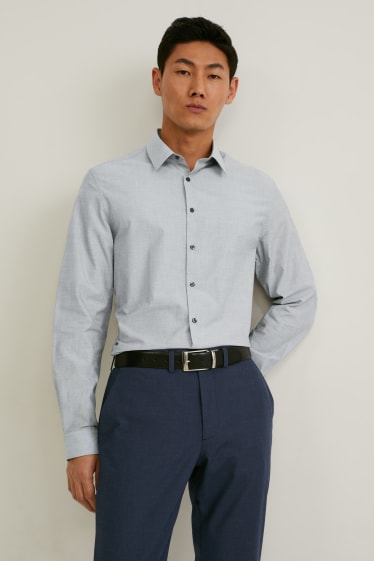 Hombre - Camisa de oficina - slim fit - kent - de planchado fácil - gris