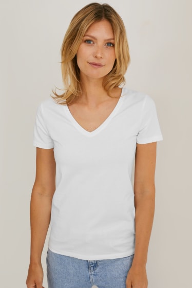 Damen - Multipack 2er - Basic-T-Shirt - weiss