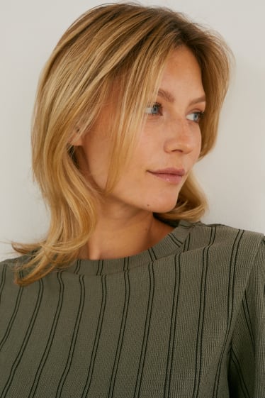 Women - Blouse - striped - dark green