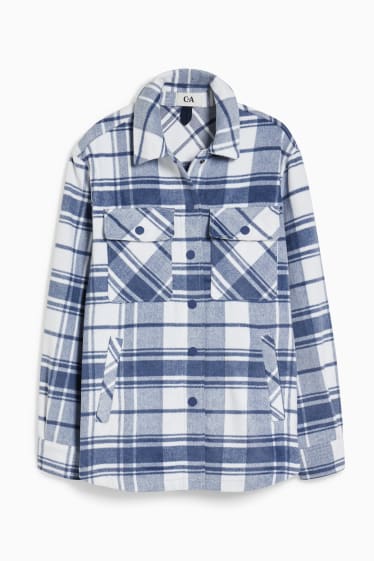 Donna - Shacket di flanella - a quadretti - blu / bianco