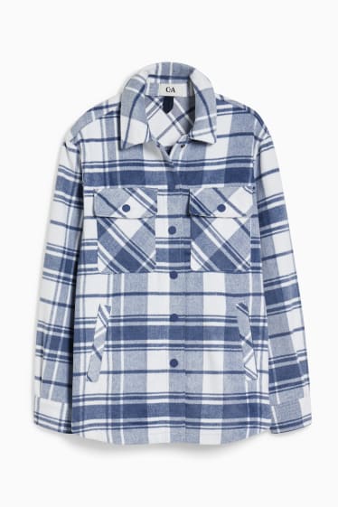 Women - Flannel shacket - check - blue / white