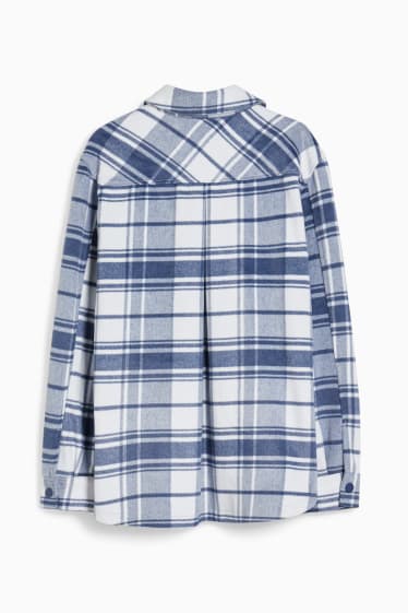 Donna - Shacket di flanella - a quadretti - blu / bianco