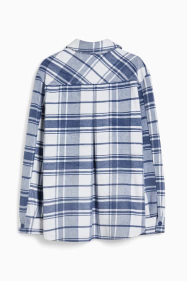 Women - Flannel shacket - check - blue / white