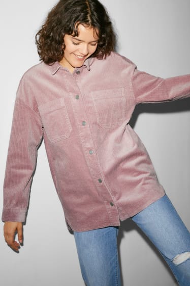 Nastolatki - CLOCKHOUSE - sztruksowa koszula w stylu kurtki - bladoróżowy