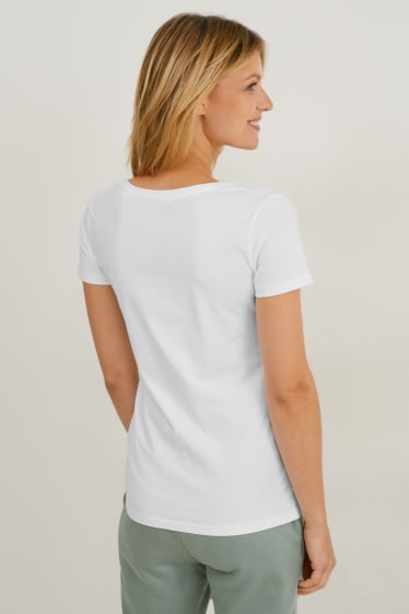 Dames - Set van 3 - basic-T-shirt - wit