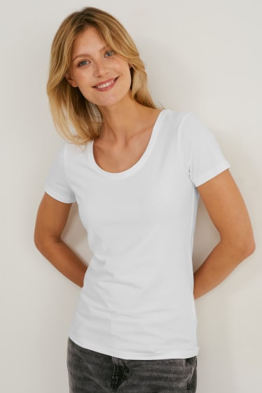 Damen - Multipack 2er - Basic-T-Shirt - weiß / schwarz