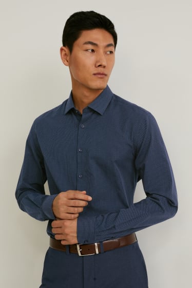 Heren - Business-overhemd - slim fit - kent - gemakkelijk te strijken - donkerblauw