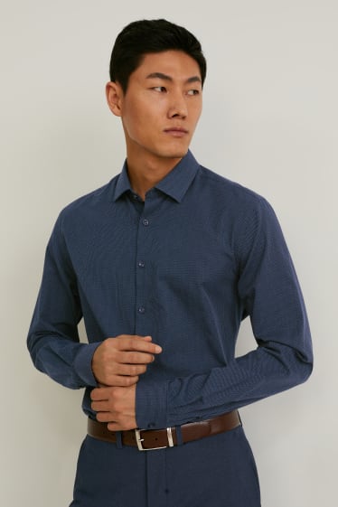 Home - Camisa formal - slim fit - Kent - fàcil de planxar - blau fosc