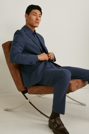 Heren - Business-overhemd - slim fit - kent - gemakkelijk te strijken - donkerblauw