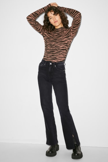 Femmes - CLOCKHOUSE - jean coupe droite - high waist - jean gris foncé