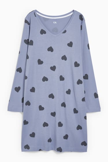 Women - Nightshirt - patterned - blue