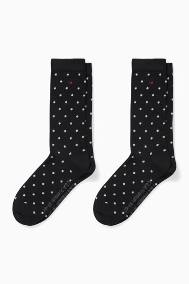 Femmes - Lot de 2 paires - chaussettes - LYCRA® - à pois - noir / blanc