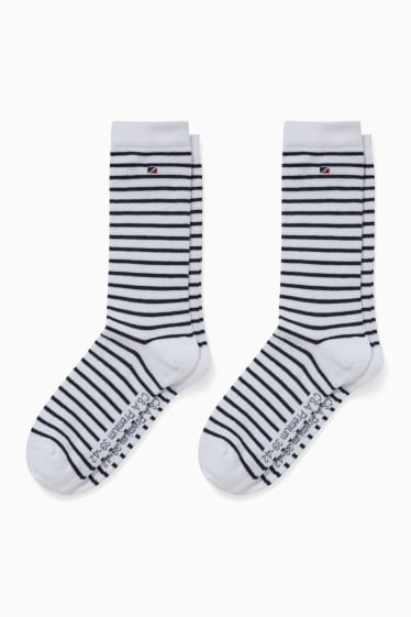 Damen - Multipack 2er - Socken - LYCRA® - gestreift - weiss / schwarz