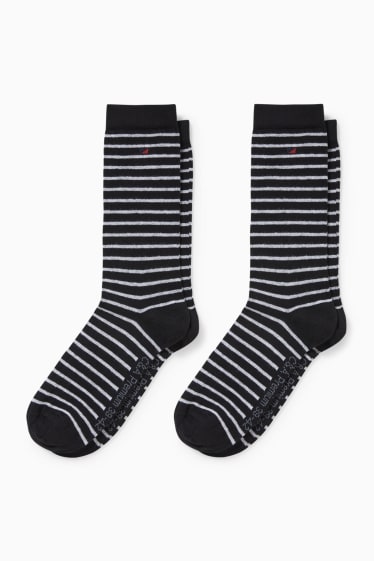 Femmes - Lot de 2 paires - chaussettes - LYCRA® - à rayures - noir / blanc