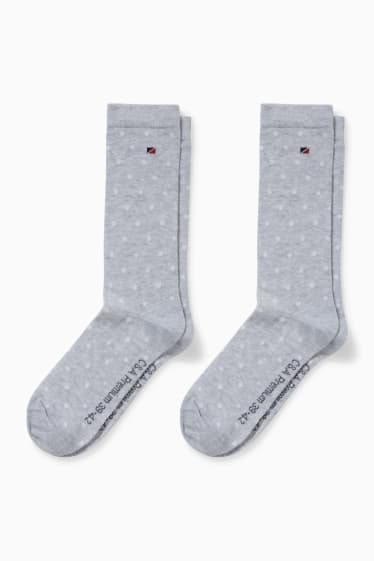 Dames - Set van 2 paar - sokken - LYCRA® - met stippen - licht grijs-mix