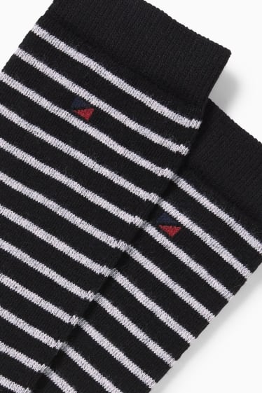 Femmes - Lot de 2 paires - chaussettes - LYCRA® - à rayures - noir / blanc