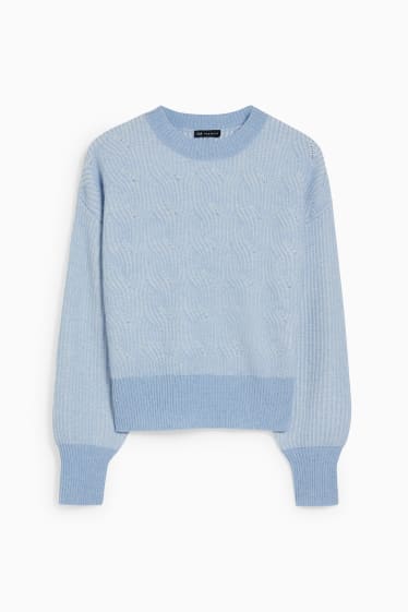 Damen - Kaschmir-Pullover - hellblau