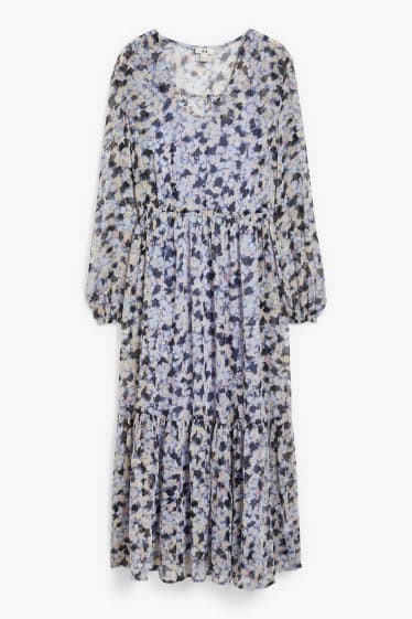 Femmes - Robe fit & flare - à fleurs - bleu foncé