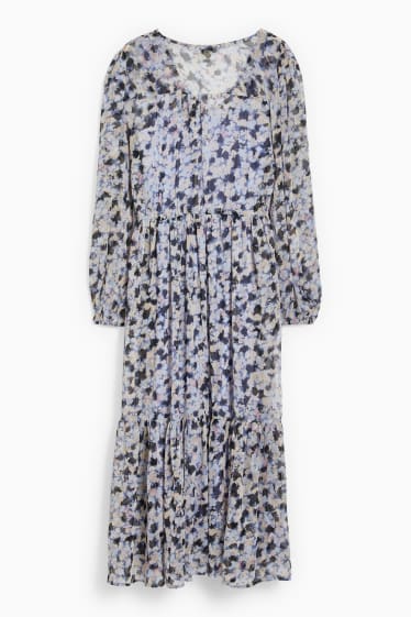 Femmes - Robe fit & flare - à fleurs - bleu foncé