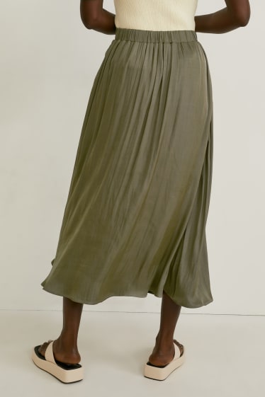 Dámské - Saténová sukně  - tmavozelená