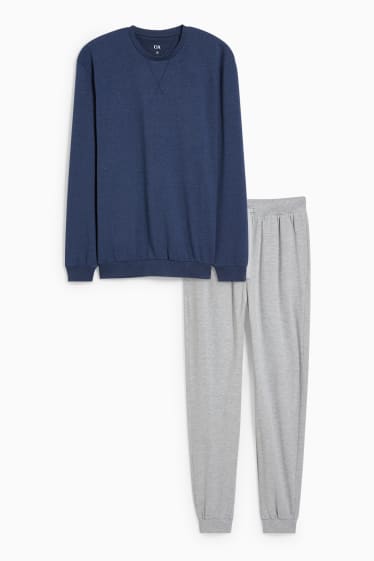 Heren - Pyjama - LYCRA® - lichtgrijs / donkerblauw