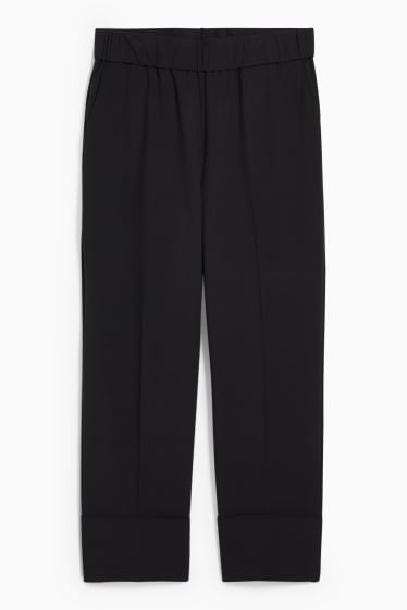 Dámské - Plátěné kalhoty - high waist - straight fit  - černá