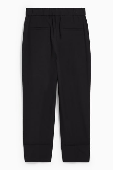 Dámské - Plátěné kalhoty - high waist - straight fit  - černá