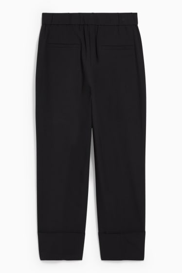 Femmes - Pantalon en toile - high waist - coupe droite - noir