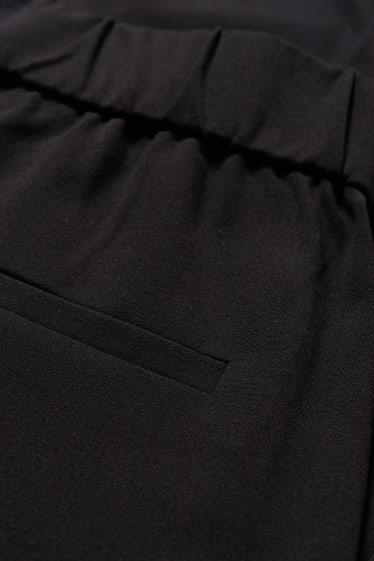 Femmes - Pantalon en toile - high waist - coupe droite - noir