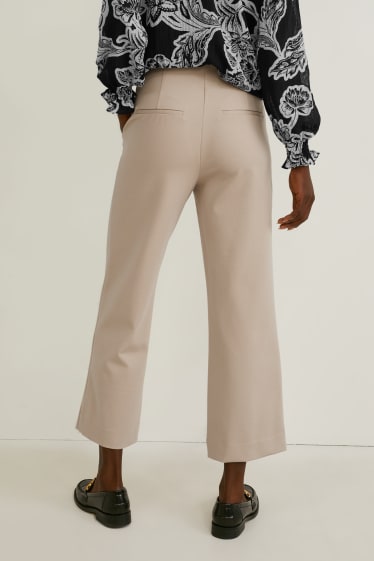 Femmes - Pantalon en toile - high waist - regular fit - taupe