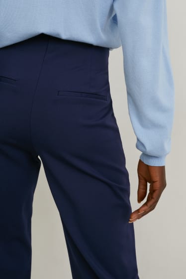 Femmes - Pantalon en toile - high waist - regular fit - bleu foncé