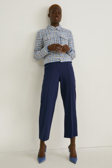 Femmes - Pantalon en toile - high waist - regular fit - bleu foncé